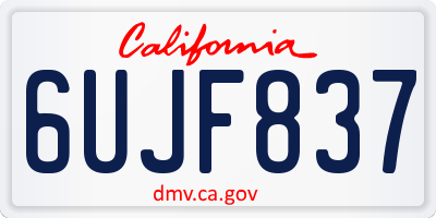 CA license plate 6UJF837