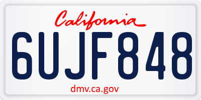 CA license plate 6UJF848
