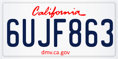 CA license plate 6UJF863