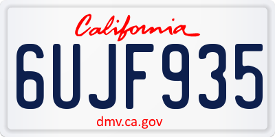 CA license plate 6UJF935