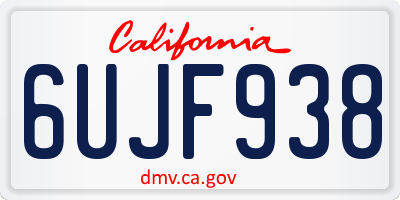 CA license plate 6UJF938