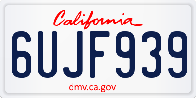 CA license plate 6UJF939