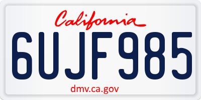 CA license plate 6UJF985