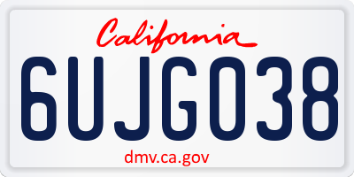 CA license plate 6UJG038
