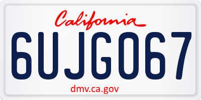 CA license plate 6UJG067