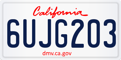 CA license plate 6UJG203
