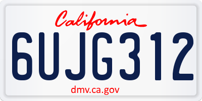 CA license plate 6UJG312