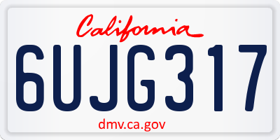 CA license plate 6UJG317