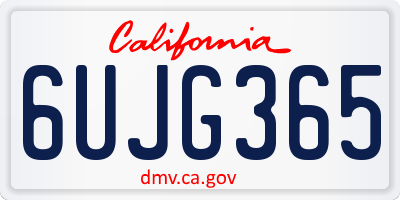 CA license plate 6UJG365