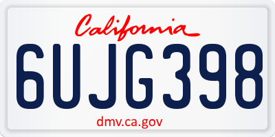 CA license plate 6UJG398