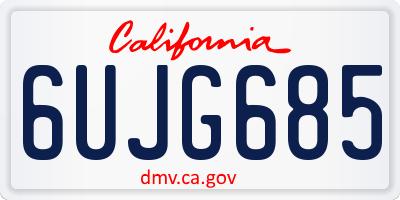 CA license plate 6UJG685