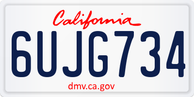 CA license plate 6UJG734