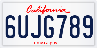 CA license plate 6UJG789