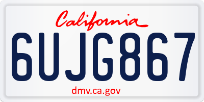 CA license plate 6UJG867