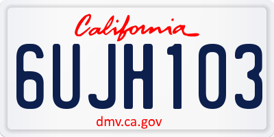 CA license plate 6UJH103