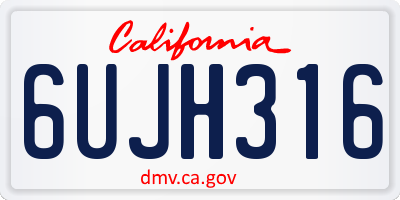 CA license plate 6UJH316