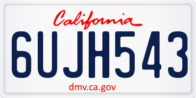 CA license plate 6UJH543