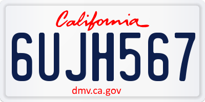 CA license plate 6UJH567