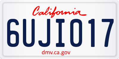 CA license plate 6UJI017
