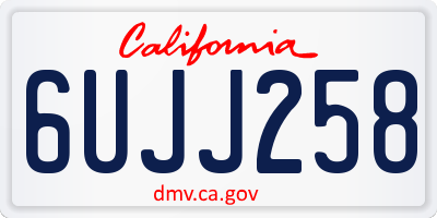 CA license plate 6UJJ258