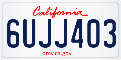 CA license plate 6UJJ403