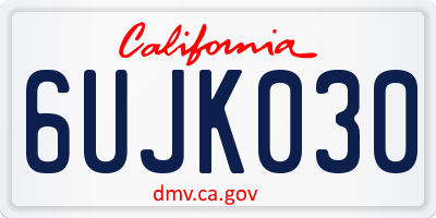 CA license plate 6UJK030