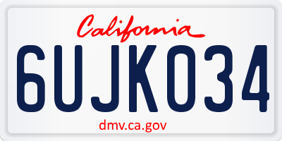 CA license plate 6UJK034