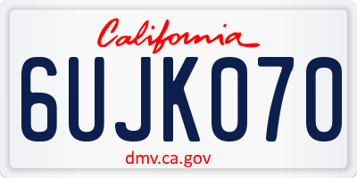 CA license plate 6UJK070