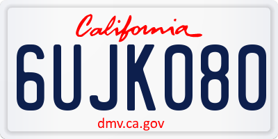 CA license plate 6UJK080