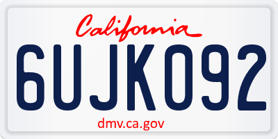CA license plate 6UJK092