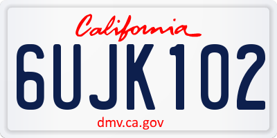 CA license plate 6UJK102
