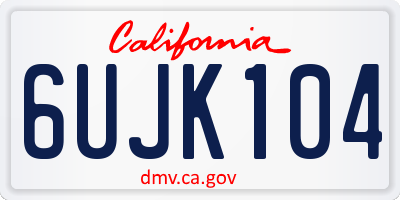 CA license plate 6UJK104