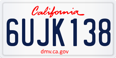 CA license plate 6UJK138