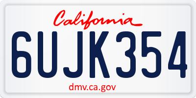 CA license plate 6UJK354