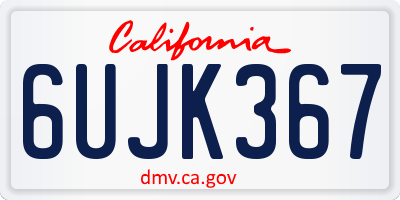 CA license plate 6UJK367