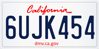 CA license plate 6UJK454