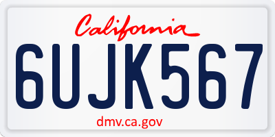 CA license plate 6UJK567