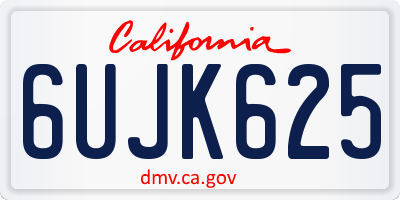 CA license plate 6UJK625