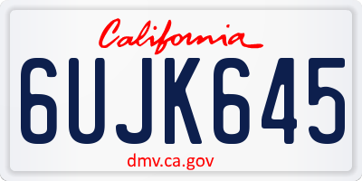 CA license plate 6UJK645
