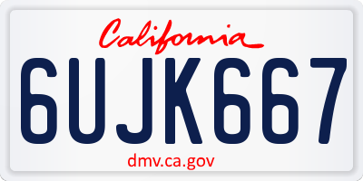 CA license plate 6UJK667