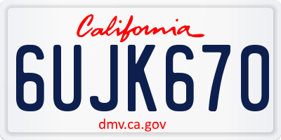CA license plate 6UJK670
