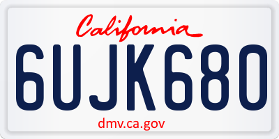 CA license plate 6UJK680