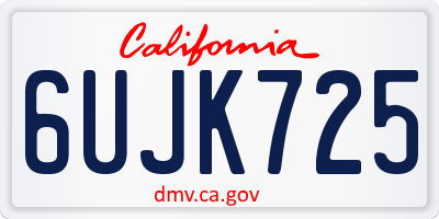 CA license plate 6UJK725