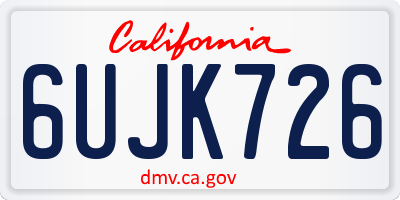CA license plate 6UJK726
