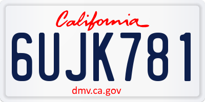 CA license plate 6UJK781