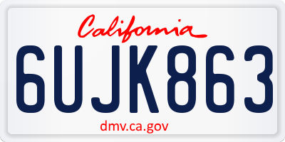 CA license plate 6UJK863