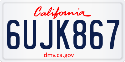 CA license plate 6UJK867