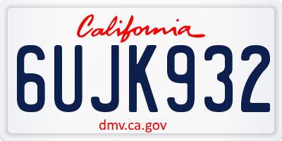 CA license plate 6UJK932