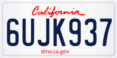 CA license plate 6UJK937