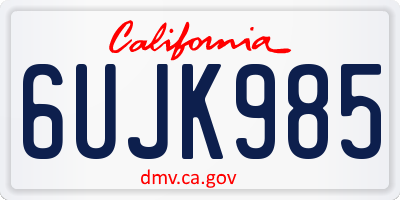 CA license plate 6UJK985